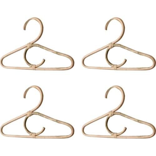 4Pcs Rattan Clothes Hanger Nordic Style Kids Garments Organizer Rack Children Hanger Kids Room Decor Hangers for Clothes