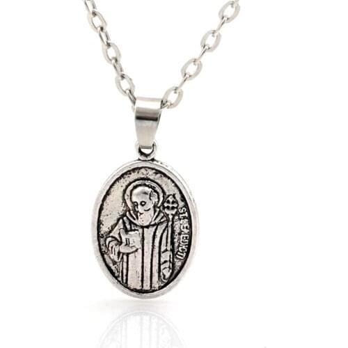 50pcs Zinc Alloy St benedict Charms Pendant necklace Clavicle chain c11