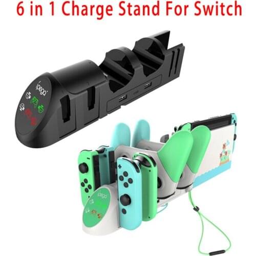 6 In 1 Charge Stand For Switch Gamepad Joy-Con With USB Extension PG9187 Animal Crossing Control Battery Charger