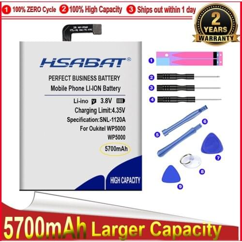 HSABAT 0 Cycle 5700mAh Battery for Oukitel WP5000 WP 5000 High Quality Mobile Phone Replacement Accumulator
