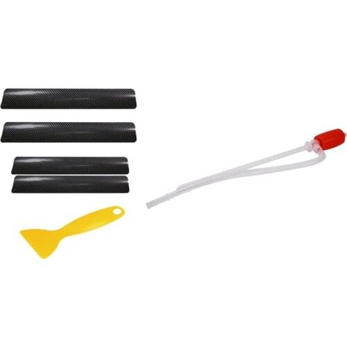 Car Hand Syphon Pumps Oil Fuel Transfer Pipe Sucker with 4X Car Car Door Plate Sill Scuff Cover Anti Scratch Sticker