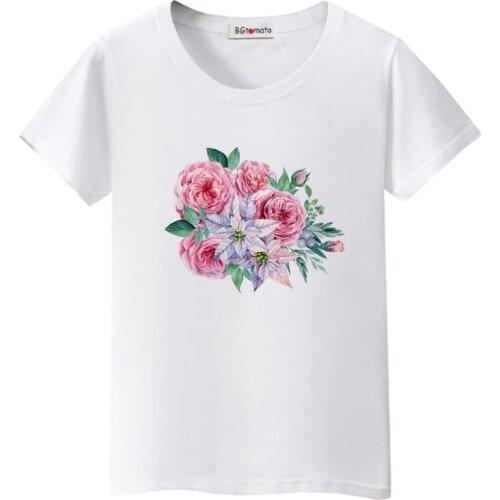 BGtomato big flowers tee shirt femme summer tops harajuku t-shirt women flowers graphic t shirts hot sale korean clothes