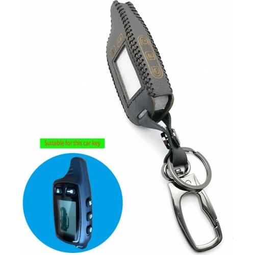 TW9010 LCD Remote Control Key Fob 100% Leather Sun Cover for the Russian 2-Way Car Alarm Tomahawk Keychain TW9010 TW-9010