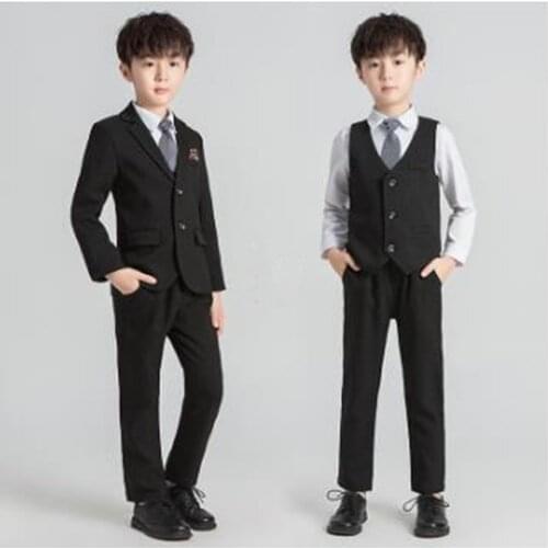 Brand Flowers Boys Suits Blazer Wedding Formal Children Suit Tuxedo Dress Party clothing sets vest pant coat ceremony Costumes