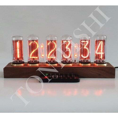 The former Soviet Union IN18 glow tube clock, walnut IN-18 glow clock, the display is very clear and beautiful, retro ornaments