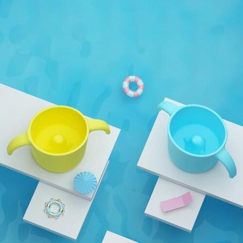 Children Water Cup Double Handle Easy Cleaning Silicone Baby Training Sippy Cup Toddler Solid Feeding Cups