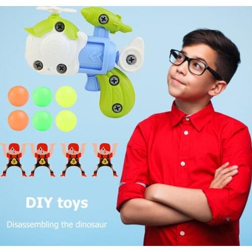 Kids DIY Blocks Animal Disassembly Gun Toys Parent-Child Interactive Toys Indoor Outdoor Fun Toy for Children