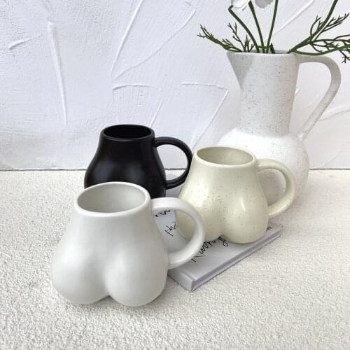 Home Fun Ass Mug Creative Coffee Cup Ceramic Mug Simple and Cute Pure Color Design Desktop Decoration Cute Coffee Mugs and Cups