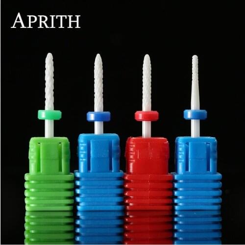 APRITH 1pc Nail Drill Electric Ceramic Burr Milling Cutter For Manicure Nail Cutter Nail Drill Machine Polishing Accessory
