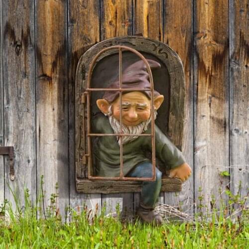 Fairy Tree Hugger Sculpture Resin Garden Gnome Statue Waterproof Anti-UV 3D Ornaments Window Dwarf Pendant Garden Decoration