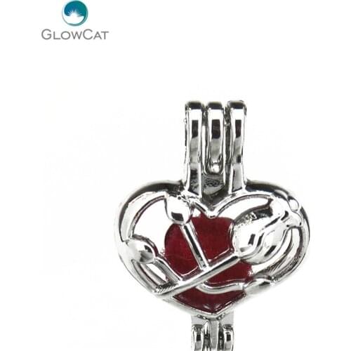 K607 5pcs/lot Silver 24mm Flower Rose Heart Alloy Beads Cage Pendant Locket Fairytale Party Essential Oil Diffuser