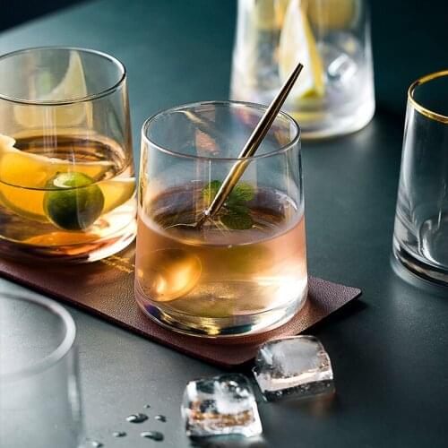 European Style ins Mug Heat-Resistant Transparent Glass Trapezoidal Wine Glass Bar Counter Creative Whiskey Glass Coffee Cup