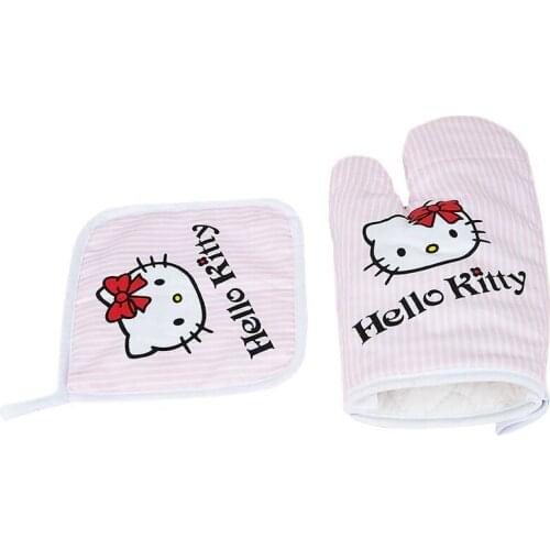 Kitty Kitchen Gloves &Insulation Pads Anti-scald Kitchen Baking Microwave Oven Gloves Mitts Cute Kitchenware KT Oven Mitts
