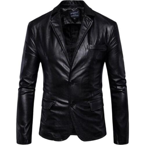 Spring Autumn Black And Brown PU Coat Brand Business Casual Men Leather Jacket Mens Single-breasted Locomotive Leather Outerwear