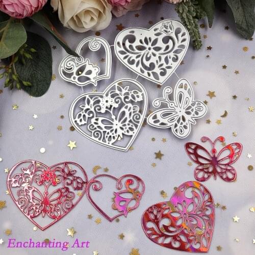 Flowers Heart-Shaped, Butterflies Metal Cutting Dies Stencils for DIY Scrapbooking/Photo Album Decorative Embossing Paper Cards