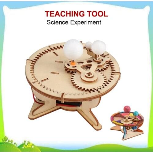 STEM Physics Science DIY Toys Assembly Sun Earth Moon Planet Solar System Model Wooden Puzzle Teaching Tools Children Student