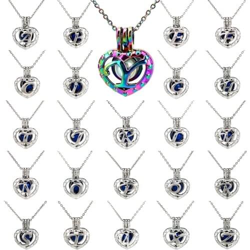 Fashion DIY Letter Custom Open Pendant Necklaces For Women Girl Rainbow Sliver Heart Necklace Statement Jewelry Gifts