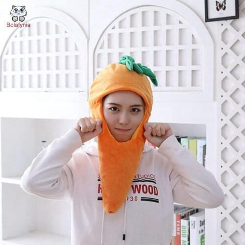 BOLAFYNIA Carrot hood hat photo props hat plush toy hat stuffed toy cap