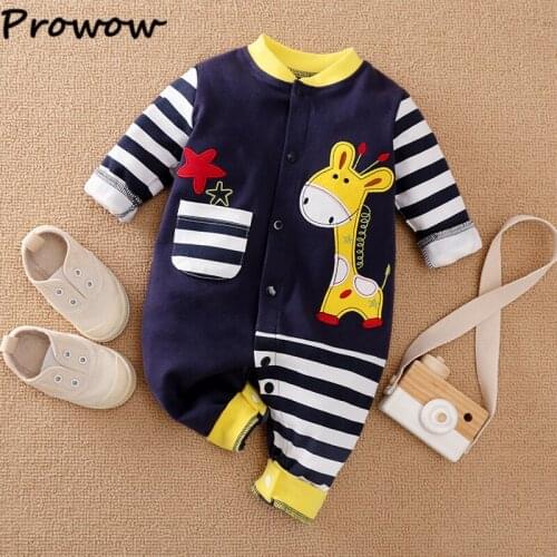 Prowow Baby Boy Clothes Cartoon Babys Rompers Embroidery Griaffe Male Newborn Clothes Baby Overalls Jumpsuit For Kids