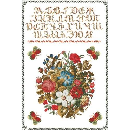 Rose bouquet letters pattern counted 11CT 14CT 18CT Cross Stitch Set DIY Cross-stitch Kits Embroidery Needlework Home Decor