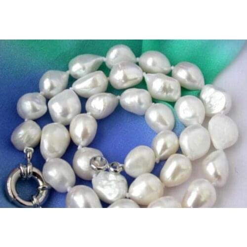 Natural 11-13mm white baroque freshwater cultured pearl necklace 46CMbead charm body jewelry charm jewelry