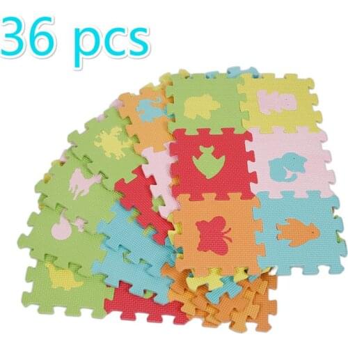 Newborn Baby Non-slip Soft Foam Crawling Mat Cute Animal Children DIY Puzzle 36PCS Animal Model Game Pad Baby Furniture