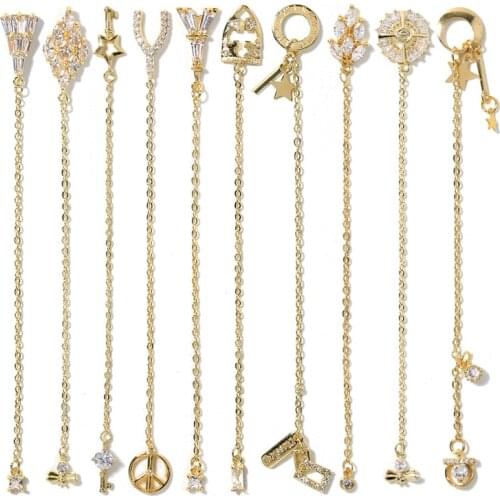 Newest 2 pieces water drop Crystal Dangle Chain Charms Nail Jewelry Decorations luxury Zircon Crystal Rhinestones For Nails