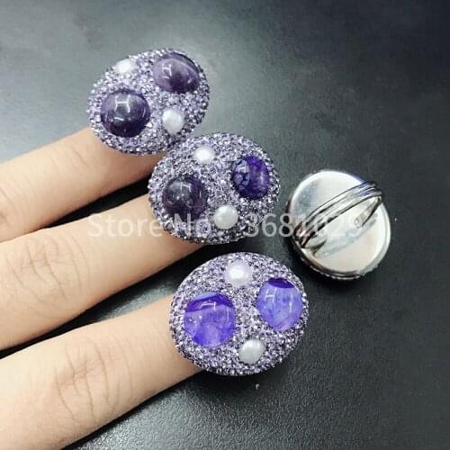 New Retro purple stainless steel ring, personality exaggerated jewelry, birthday gift