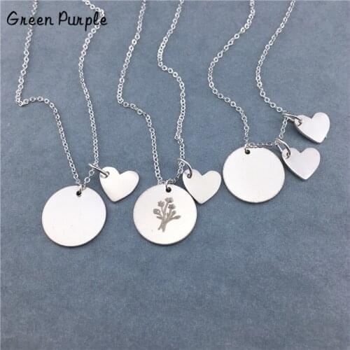 925 Silver Heart Necklace Handmade Jewelry Letter Name Chocker Coins Pendants Boho Kolye Necklace for Women