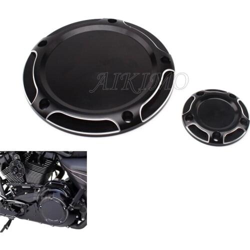 All Black CNC Aluminum Motorcycle Contrast Cut Derby Timer Timing Cover For Harley Touring Dyna Softail Road King