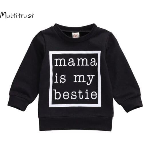 2020 Casual Newborn Baby Boy Girl Sweatshirt Baby Boy Autumn Spring Black White Letter Print Long Sleeve Tops Sweatshirt