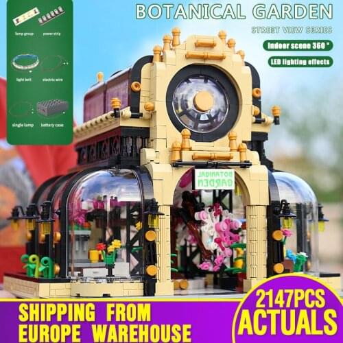 MOULD KING 16019 Street Building Toys The MOC-26998 Botanical Garden With Led Light Building Blocks Bricks Kids Christmas Gift