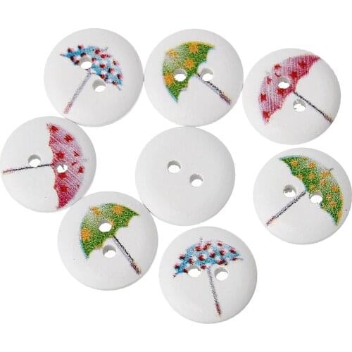 Wood Painting Sewing Buttons Scrapbook Christmas Round 2 Holes At Random Christmas Santa Claus Print 15mm,100PCs