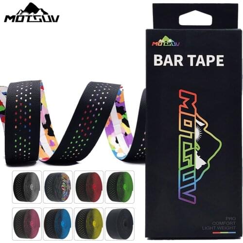 MOTSUV Road Bike Bar Tape High Quality Vibration Damping Anti-Vibration EVA PU Handlebar Bar Tape Colorful Wrap +2 Bar Plug