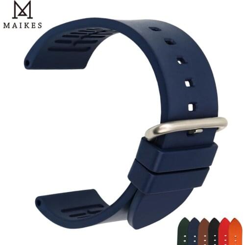 MAIKES Watch Accessories Rose Red Fluoro Rubber Watch Band 20mm 22mm 24mm Watch Strap Sport Divers Watchband For Seiko Tudor