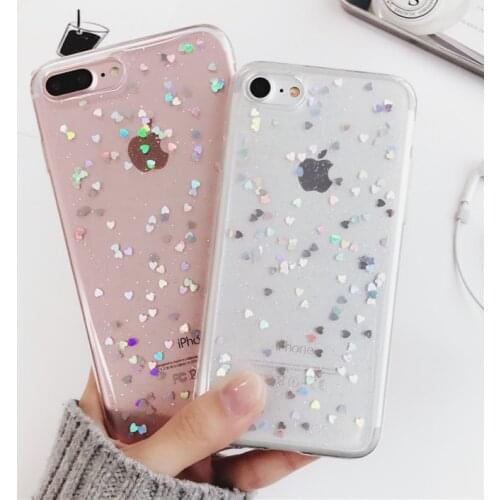 Luxury Bling Glitter Case for iPhone 8 Case For iPhone 8 7 6 6S Plus 5 5S 5SE X Back Cover Love Heart Soft Silicone Phone Cases