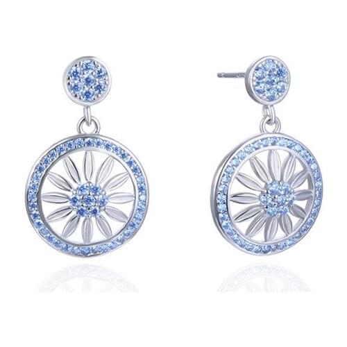 YJAR002027 New Fashion Ornaments Petal Inlay Drill Zircon Earrings Women S925 Sterling Silver Jewelry