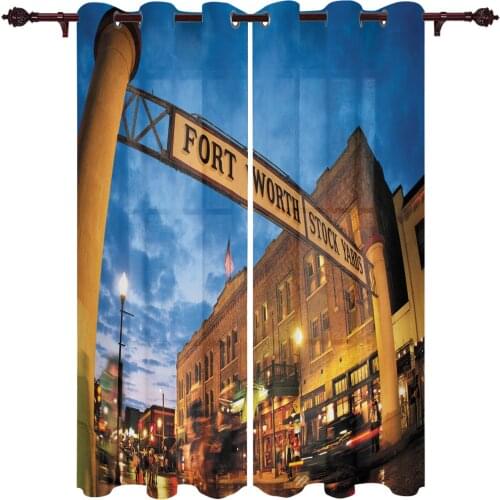 Night City Street Neon Lights Valance Window Curtains For Living Room Bedroom Kitchen Home Luxury Youth Room Treatment Curtains