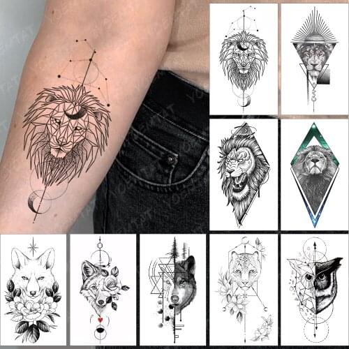 Waterproof Temporary Tattoo Sticker Constellation Star Lion Flash Tatoo Moon Line Arm Wrist Fake Tatto For Body Art Women Men