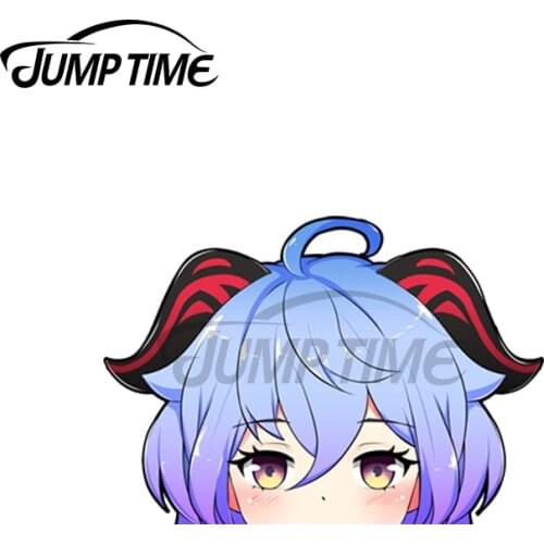 Jump Time 13 x 6.8cm For Ganyu Genshin Impact Ganyu Peeker Car Stickers Refrigerator Windows Decal Trunk Graphics Vinyl Car Wrap