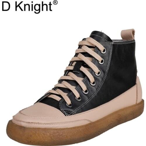 Original 2020 Winter New Sport Thick-Soled Boots Women Flat Platform Casual Shoes Genuine Leather Fashion Ankle Motorcycle Boots