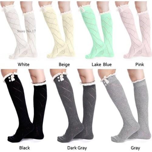 Women button Lace stockings Knitted Boot Cuffs Toppers Boot Crochet booty Gaiters 24pairs/lot #3874