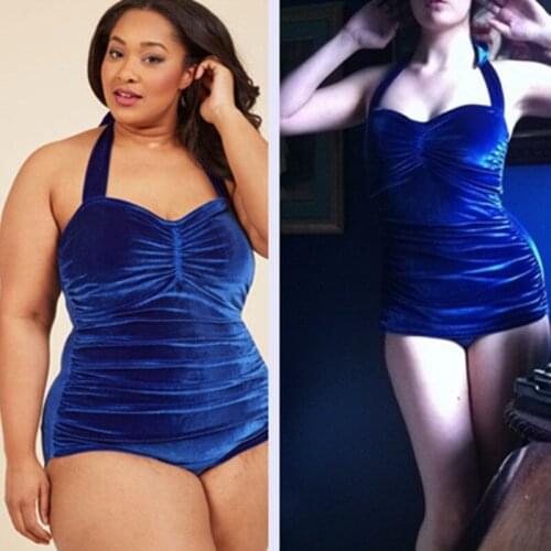 XS S M L XL Women One Piece Swimsuit 2020 Blue Push Up Tankini Halter Swimwear High Waist Bikini Set Monokini Maillot de bain