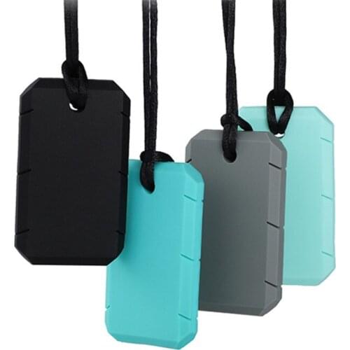 1PC Dog Tag Silicone Necklace Baby Teether Chewy Toy Sensory Tool for Autism Therapy ADHD Special Needs