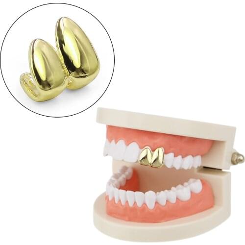 Single Tooth Bling Teeth Gold Trendy Rock Rapper Hip Hop Grillz Caps Mold Top & Bottom Grill Halloween Body Jewelry