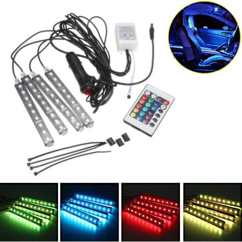 1 Set 9 LED 5050 Atmosphere Lights Waterproof Light Strips Flexible LED Auto Interior Decoration Floor Lamp Lighting Kit