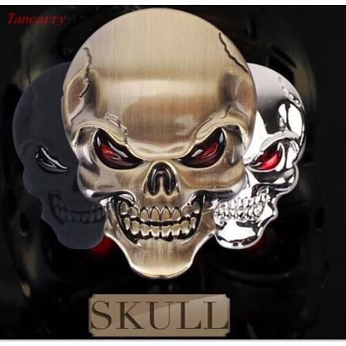1Pcs 3D Skull Zinc Alloy Metal Car Styling Sticker Accessories for skoda fabia e46 kia sportage 2017 nissan peugeot 207 bmw e46