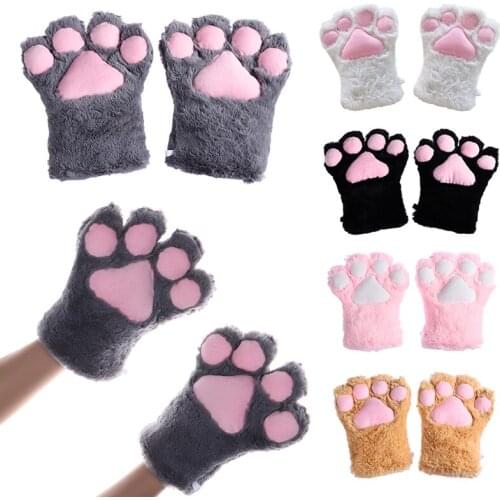 1Pcs Plush Cat Claw Gloves Cute For Anime Cosplay Show Women Bear Claw Gloves Fluffy Paw Gloves Mittens