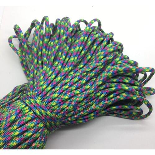 10yds/Lot Mxi color Paracord Bracelets Rope 7 Strand Parachute Cord CAMPING HiKING #Blue+rose+green+yellow