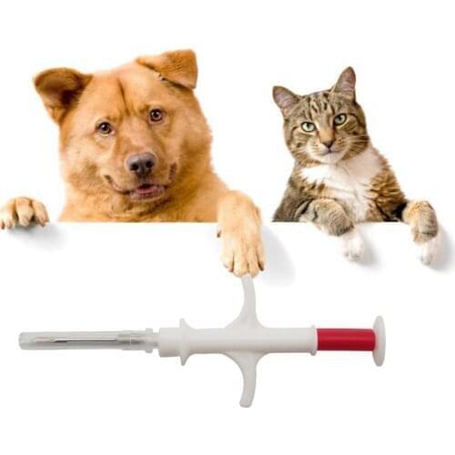 100pcs/lot) 2.12X12mm 134khz RFID EM4305 Animal ID Microchip with disposable Syringe/Injector for animal companion